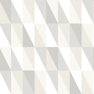Papel tapiz triángulos gráficos plata, gris y beige