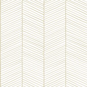 Papel tapiz chevron blanco y oro