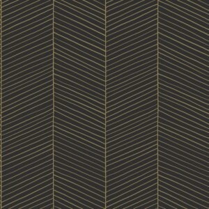 Papel tapiz chevron negro y oro