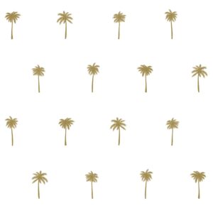 Papel tapiz palmeras blanco y oro