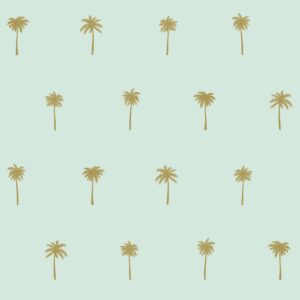 Papel tapiz palmeras menta verde y oro