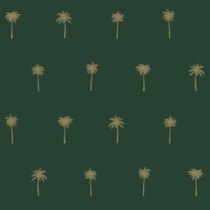 Papel tapiz palmeras verde esmeralda y oro