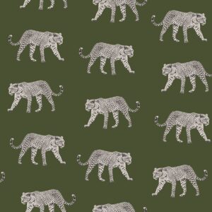 Papel tapiz pantera verde oliva agrisado