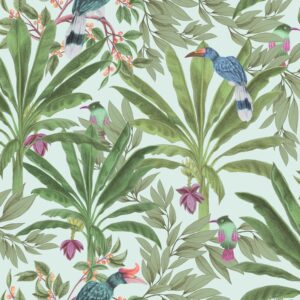 Papel tapiz hojas de la selva tropical menta verde y verde selva