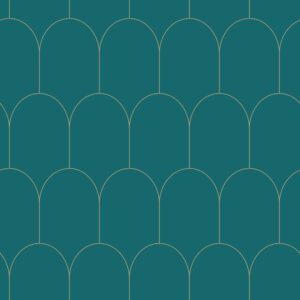 Papel tapiz art deco azul petroleo y oro