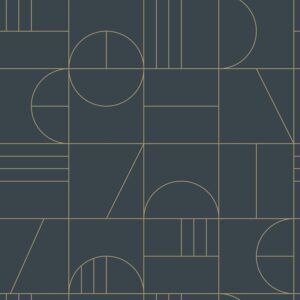 Papel tapiz art deco azul oscuro y oro