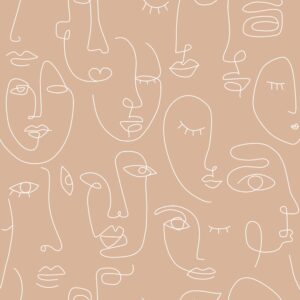 Papel tapiz caras rosa melocotón y blanco