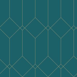Papel tapiz art deco oro, verde y azul