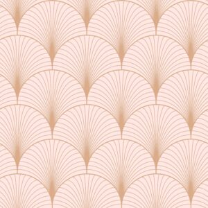 Papel tapiz art deco rosa suave y oro rosa