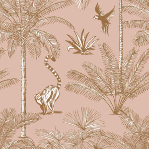 Fotomural de Papel tapiz XXL jungla rosa melocotón