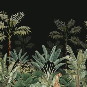 Fotomural de Papel tapiz XL jungla negro y verde grisáceo