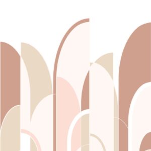 Fotomural de papel tapiz XL art deco rojo barro cocido y rosa suave